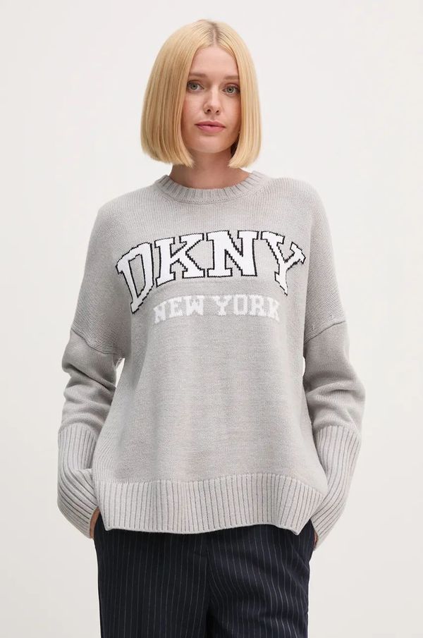 DKNY Pulover Dkny ženski, siva barva, DJ4R0362