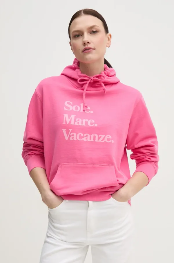 Drivemebikini Pulover Drivemebikini Sole Mare ženski, roza barva, s kapuco, 2024-DMBS-025-PI