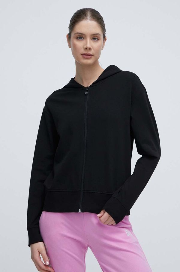 EA7 Emporio Armani Pulover EA7 Emporio Armani ženska, črna barva, s kapuco
