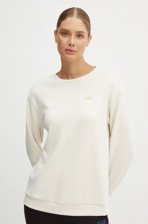 EA7 Emporio Armani Pulover EA7 Emporio Armani ženski, bež barva, TJZBZ.6DTM07