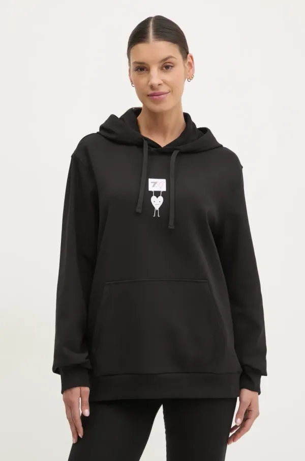 EA7 Emporio Armani Pulover EA7 Emporio Armani ženski, črna barva, s kapuco, AF12116.7X000043