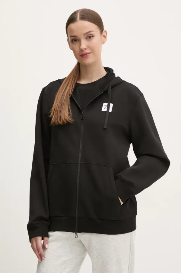 EA7 Emporio Armani Pulover EA7 Emporio Armani ženski, črna barva, s kapuco, AF12116.7X000044