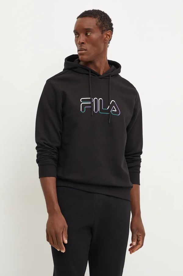 Fila Pulover Fila Lauben moški, črna barva, s kapuco, FAM0787