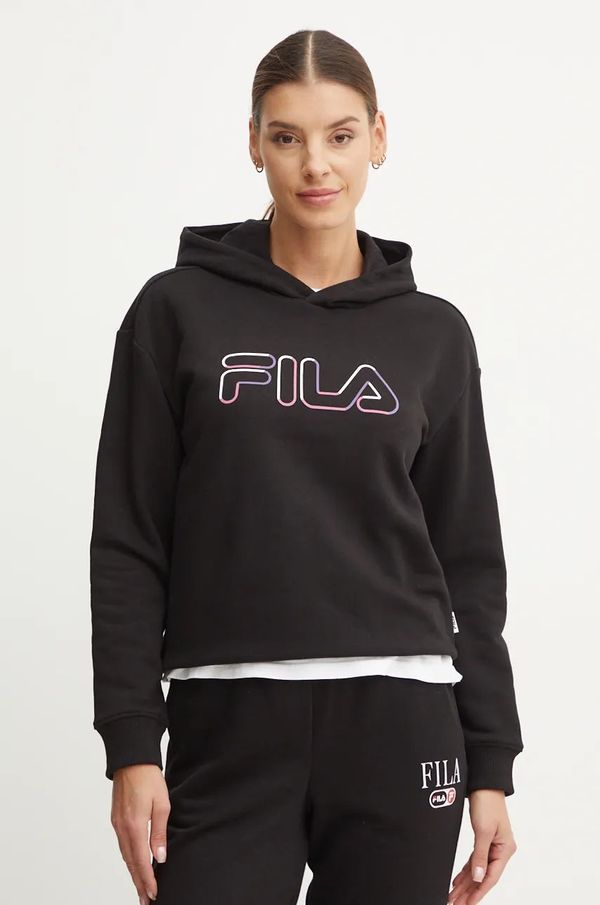 Fila Pulover Fila Lorca ženski, črna barva, s kapuco, FAW0915