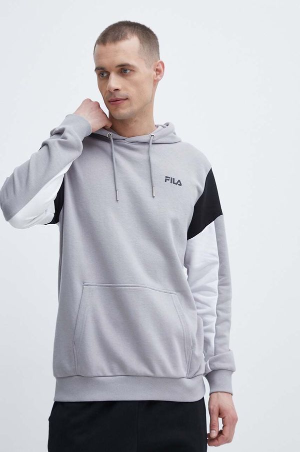 Fila Pulover Fila Truden moški, siva barva, s kapuco, FAM0622
