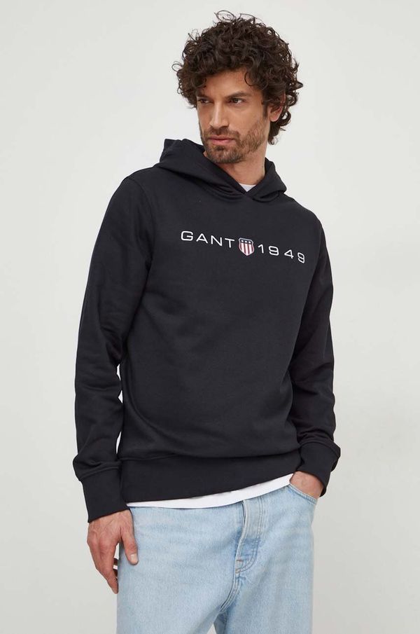 Gant Pulover Gant moška, črna barva, s kapuco