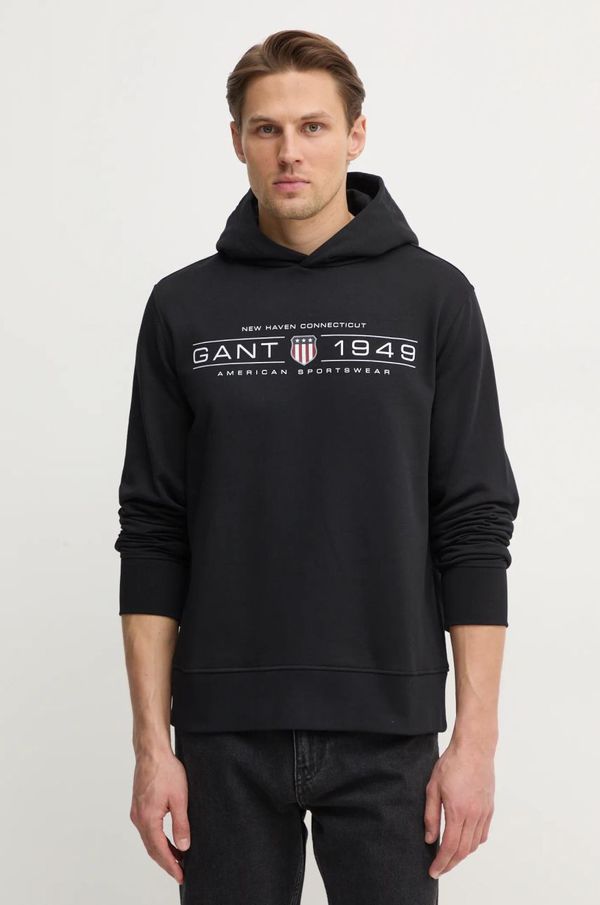 Gant Pulover Gant moški, črna barva, s kapuco, 2044014