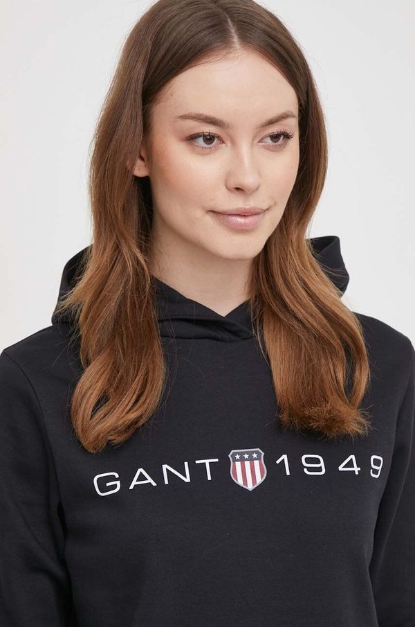 Gant Pulover Gant ženska, črna barva, s kapuco