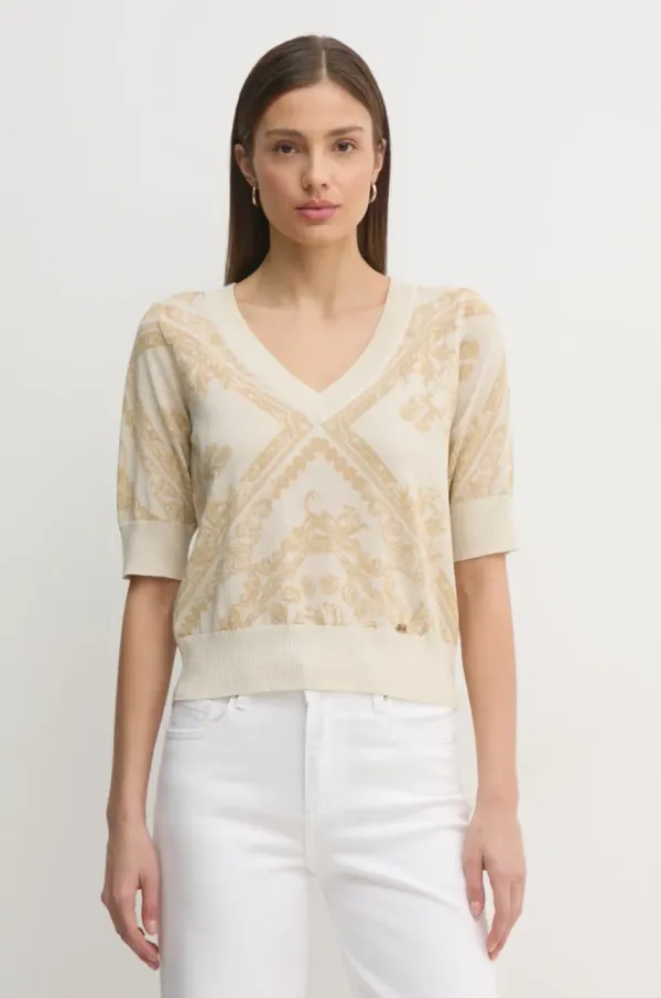 Gaudi Pulover Gaudi ženski, bež barva, 511BD53025