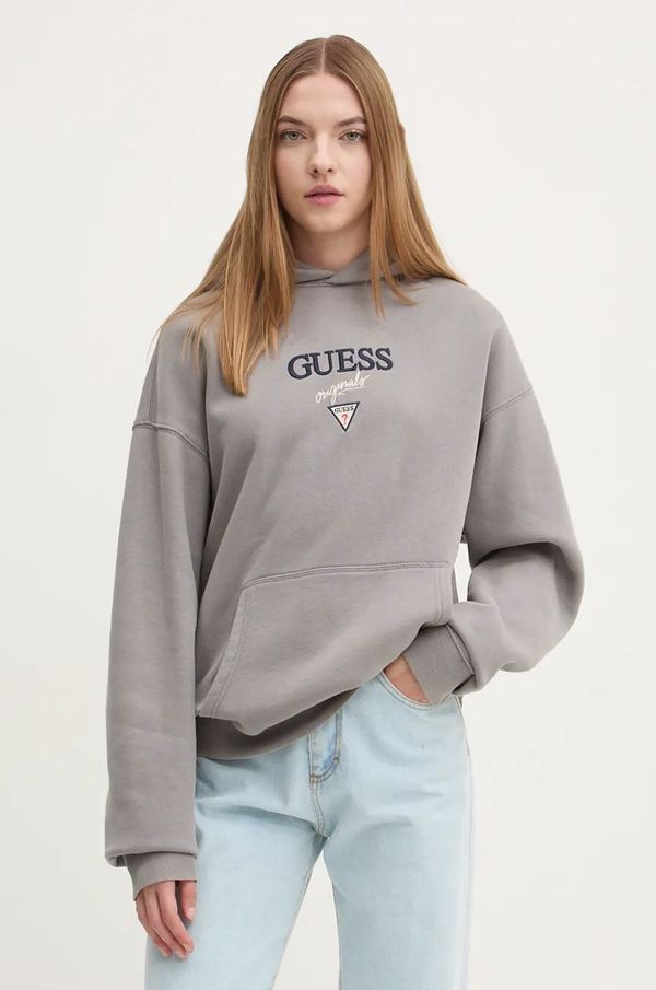 Guess Originals Pulover Guess Originals siva barva, s kapuco, M4BQ29 K9V31