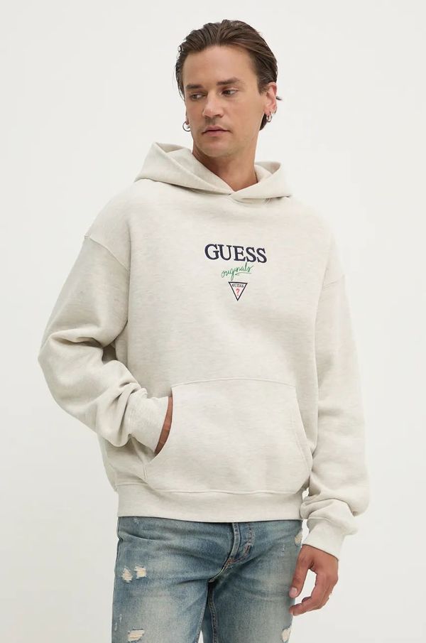 Guess Originals Pulover Guess Originals siva barva, s kapuco, M4BQ30 K9V31