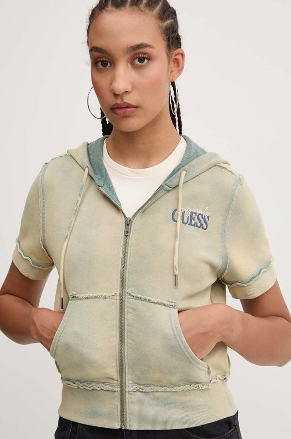 Guess Originals Pulover Guess Originals ženski, bež barva, s kapuco, W4YQ31 KBRL1