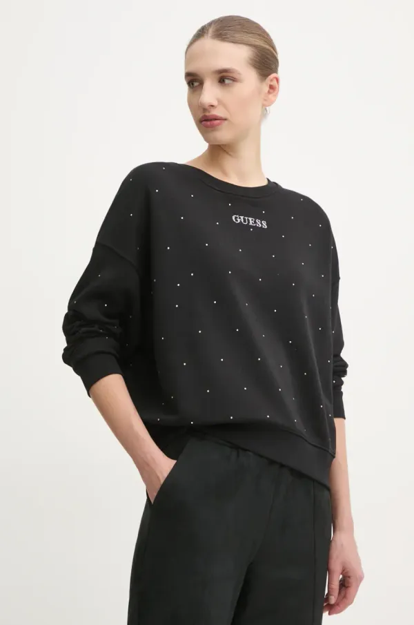 Guess Pulover Guess RHINESTONES ženski, črna barva, V5RQ08 KCLJ0