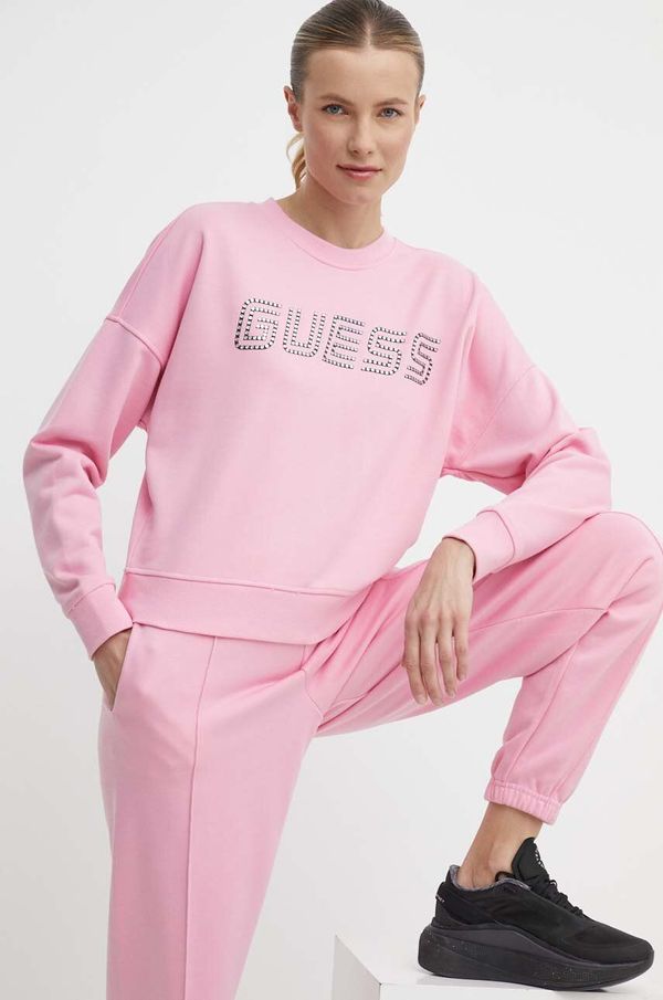 Guess Pulover Guess SKYLAR ženski, roza barva, V4GQ07 K8802