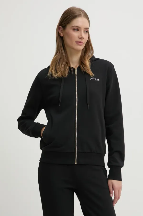 Guess Pulover Guess SOFIA ženski, črna barva, s kapuco, O5RQ01 KCO31