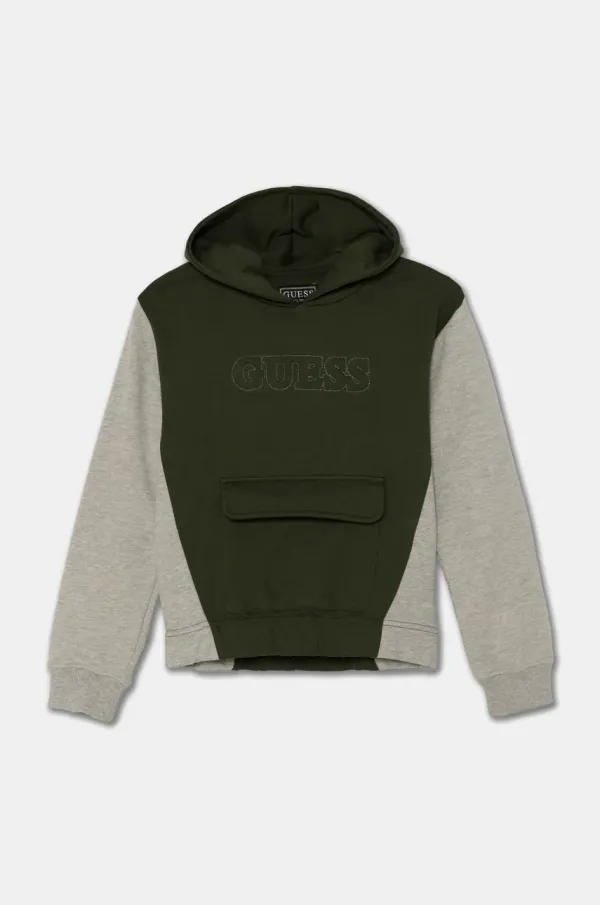 Guess Pulover Guess zelena barva, s kapuco, L4BQ05 KAD74