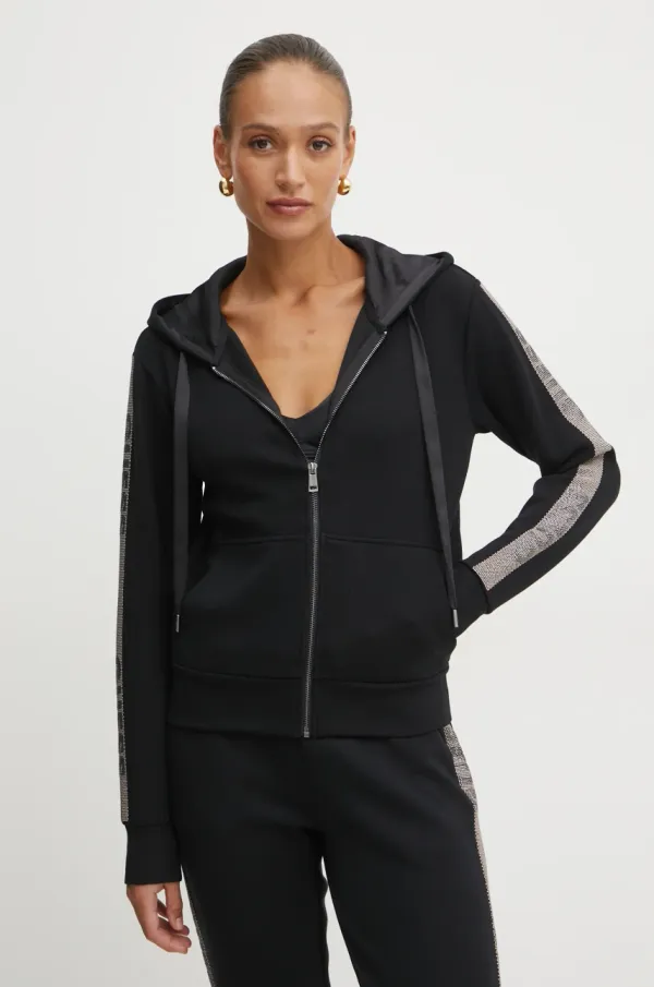 Guess Pulover Guess ženski, črna barva, s kapuco, W5RQ03 KBYE2