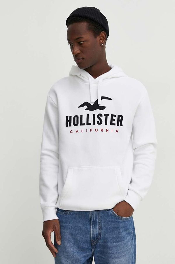 Hollister Co. Pulover Hollister Co. moška, bela barva, s kapuco