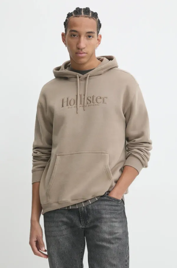Hollister Co. Pulover Hollister Co. moški, bež barva, s kapuco, KI322-4140