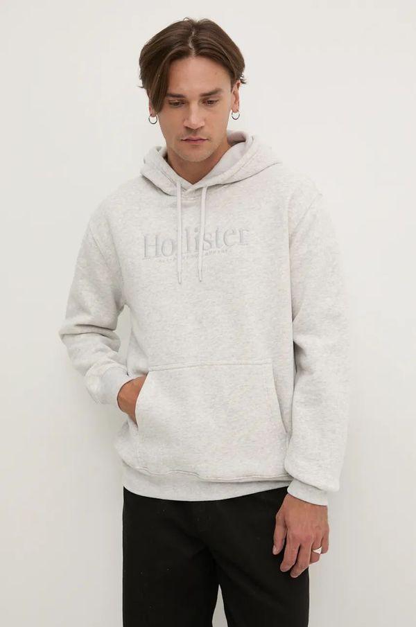 Hollister Co. Pulover Hollister Co. moški, siva barva, s kapuco, KI322-4140