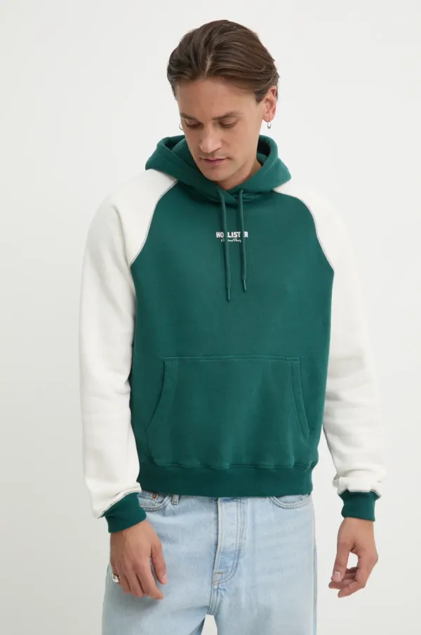 Hollister Co. Pulover Hollister Co. moški, zelena barva, s kapuco, KI322-5006