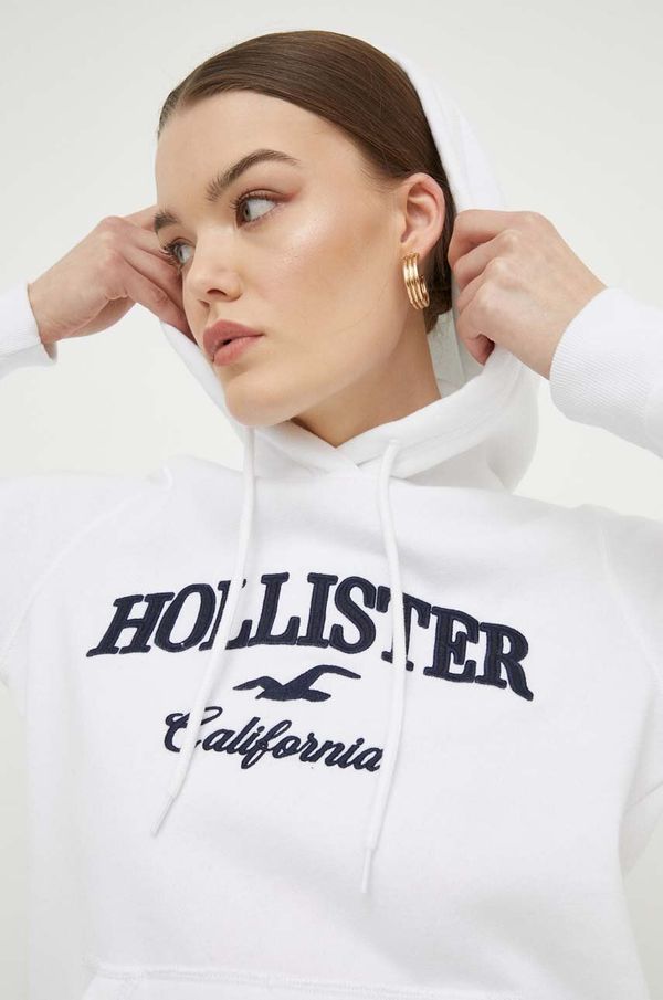 Hollister Co. Pulover Hollister Co. ženska, bela barva, s kapuco