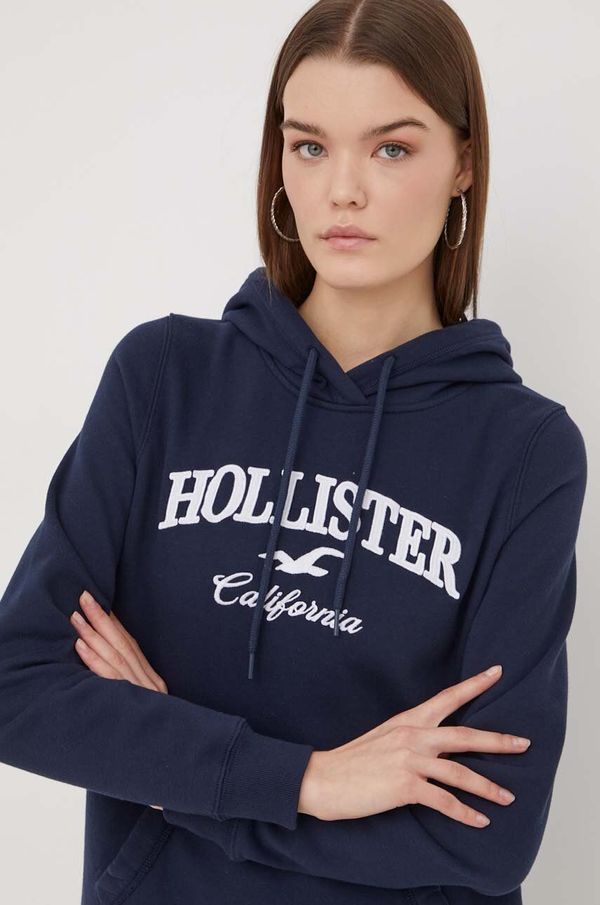 Hollister Co. Pulover Hollister Co. ženska, mornarsko modra barva, s kapuco