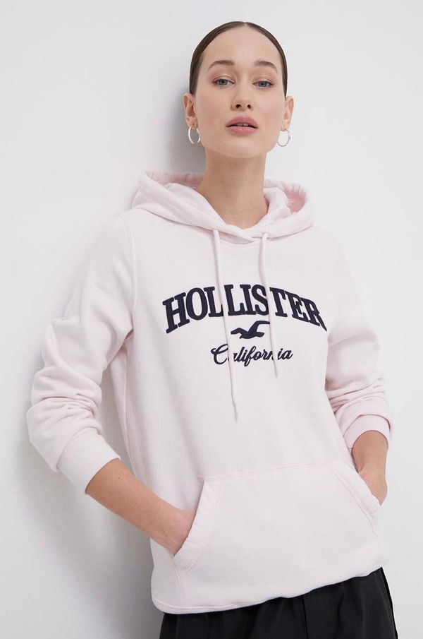 Hollister Co. Pulover Hollister Co. ženska, roza barva, s kapuco
