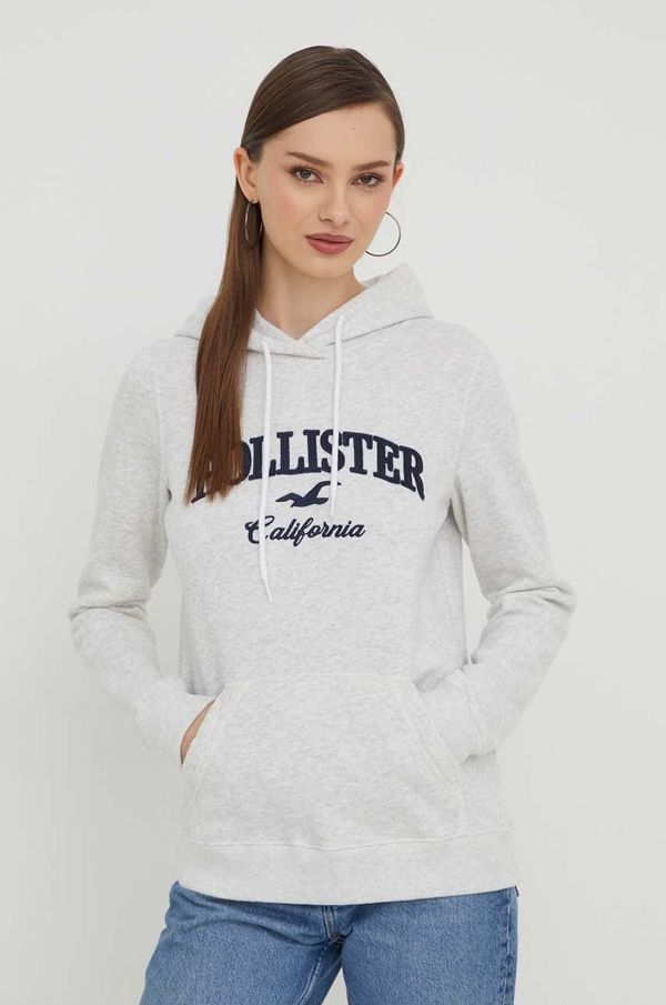 Hollister Co. Pulover Hollister Co. ženska, siva barva, s kapuco