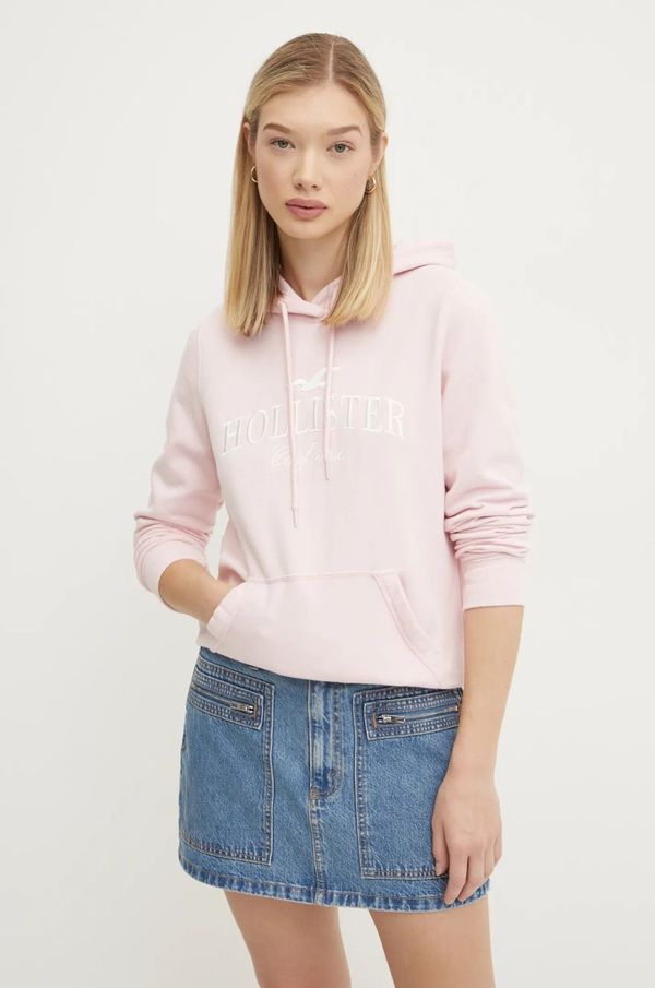 Hollister Co. Pulover Hollister Co. ženski, roza barva, s kapuco, KI352-4207