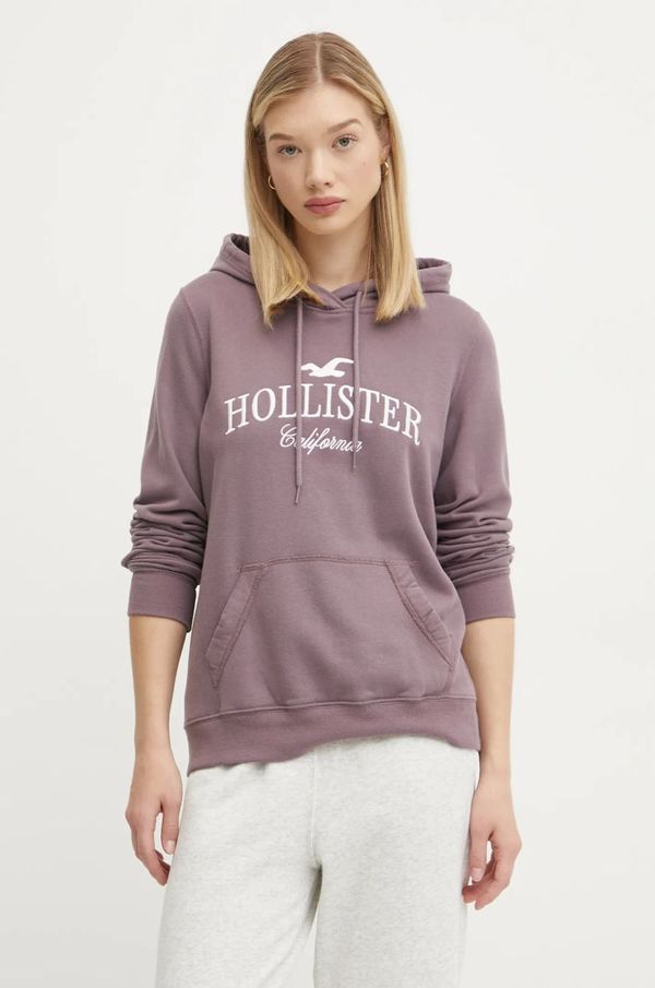 Hollister Co. Pulover Hollister Co. ženski, vijolična barva, s kapuco, KI352-4207