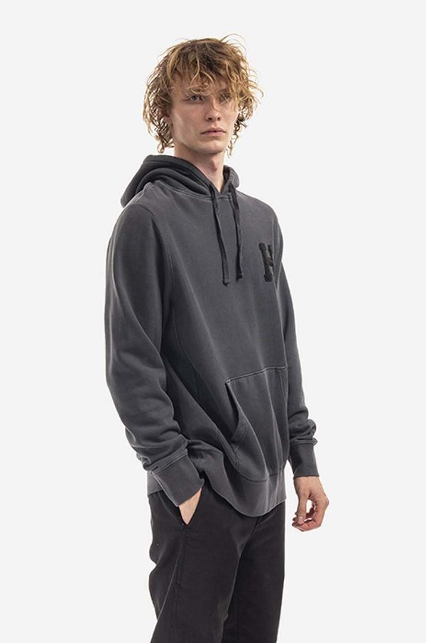 Huf Pulover HUF Monotone P/O Fleece moški, siva barva, s kapuco