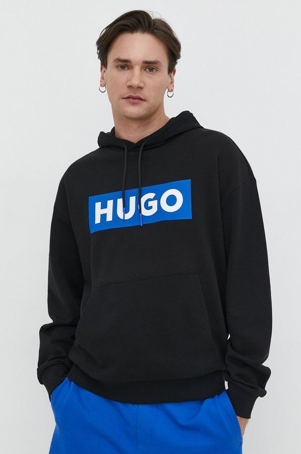 Hugo Blue Pulover Hugo Blue moška, črna barva, s kapuco