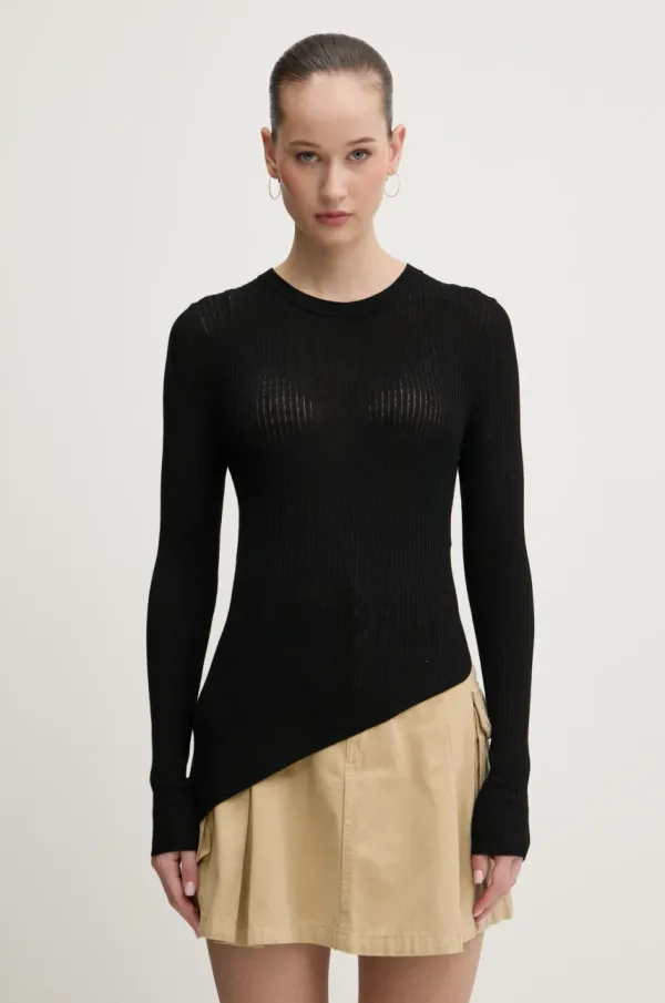 Hugo Blue Pulover Hugo Blue ženski, črna barva, 50532240