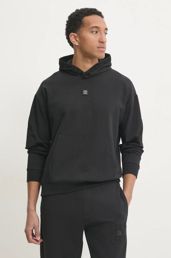 Hugo Pulover HUGO moški, črna barva, s kapuco, 50521429