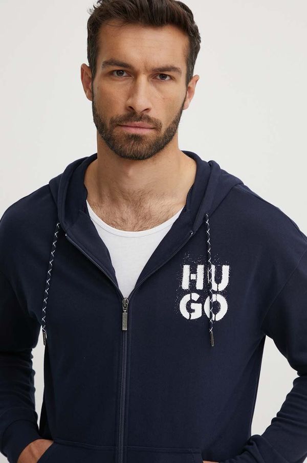 Hugo Pulover HUGO moški, mornarsko modra barva, s kapuco, 50520457