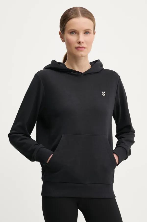 Hummel Pulover Hummel ženski, črna barva, s kapuco, 229313