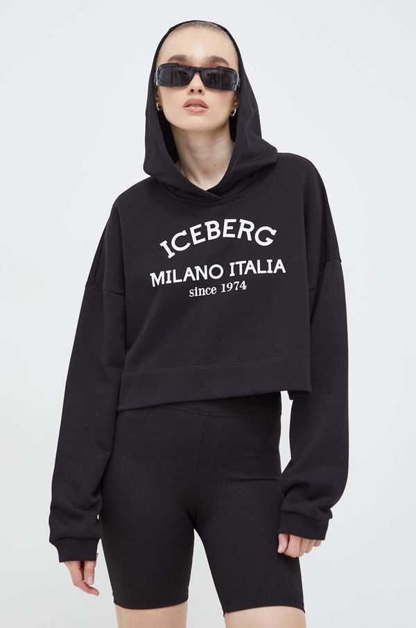 Iceberg Pulover Iceberg ženska, črna barva, s kapuco