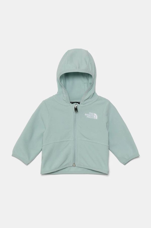 The North Face Pulover iz flisa za dojenčke The North Face BABGLACIER F/Z HOODIE turkizna barva, s kapuco, NF0A8B1A1OC1