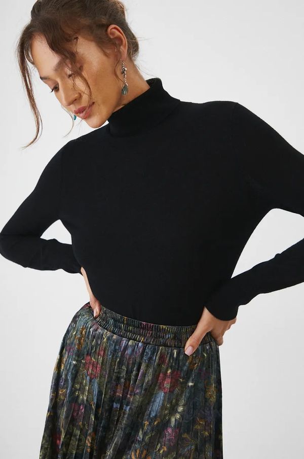 Medicine Pulover iz merino volne Medicine črna barva