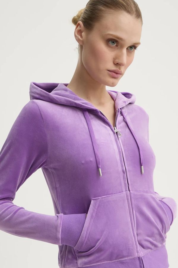 Juicy Couture Pulover Juicy Couture ROBERTSON CLASS ženski, vijolična barva, s kapuco, JCAP176