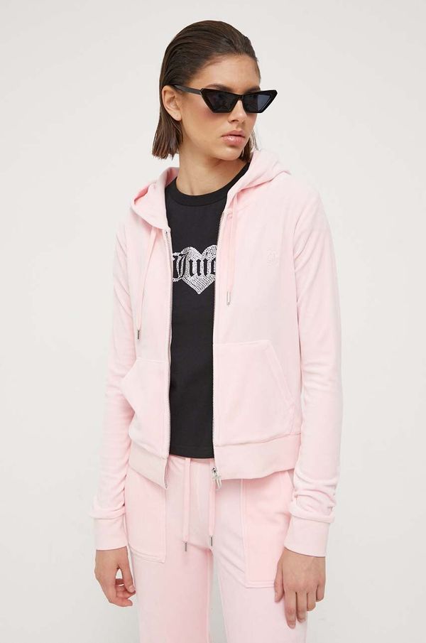 Juicy Couture Pulover Juicy Couture Robertson ženski, roza barva, s kapuco