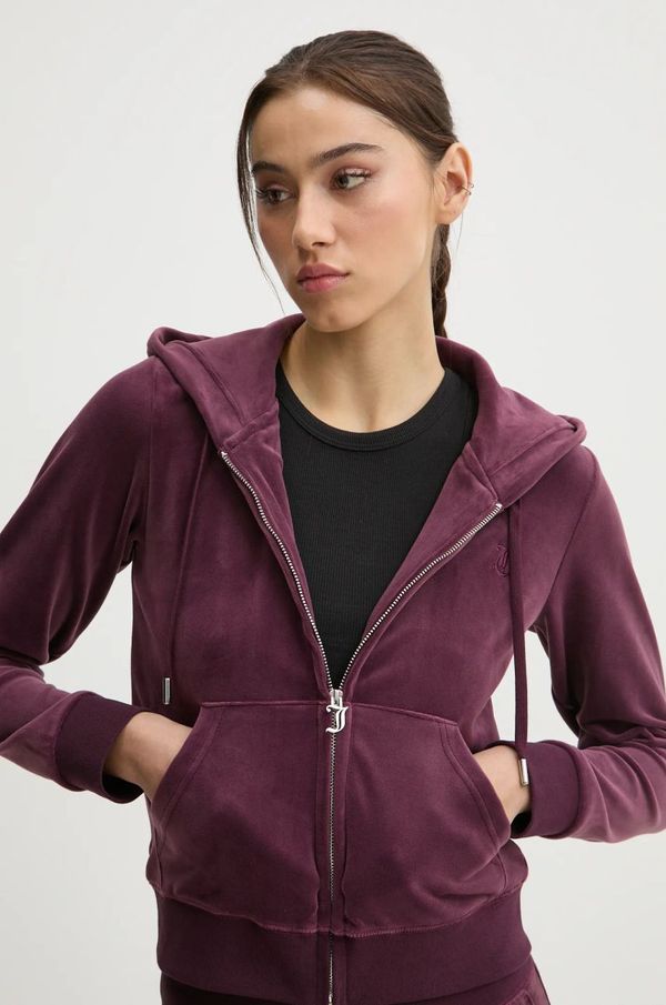 Juicy Couture Pulover Juicy Couture ženski, bordo barva, s kapuco, JCAP176EU