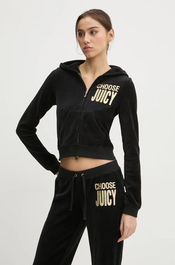 Juicy Couture Pulover Juicy Couture ženski, črna barva, s kapuco, JCGAS125001