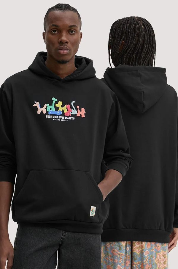 Kaotiko Pulover Kaotiko črna barva, s kapuco, AP012-01-G002