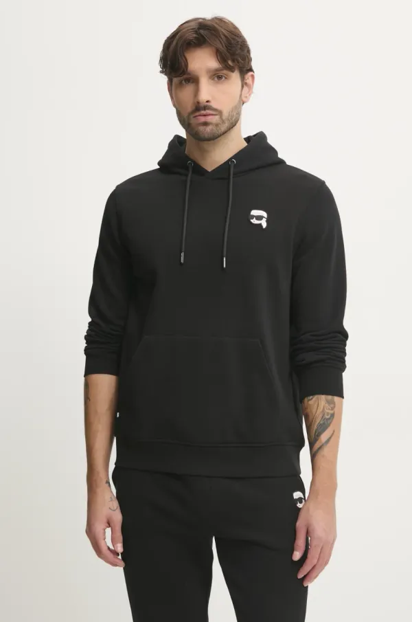 Karl Lagerfeld Pulover Karl Lagerfeld moški, črna barva, s kapuco, 500900.705711