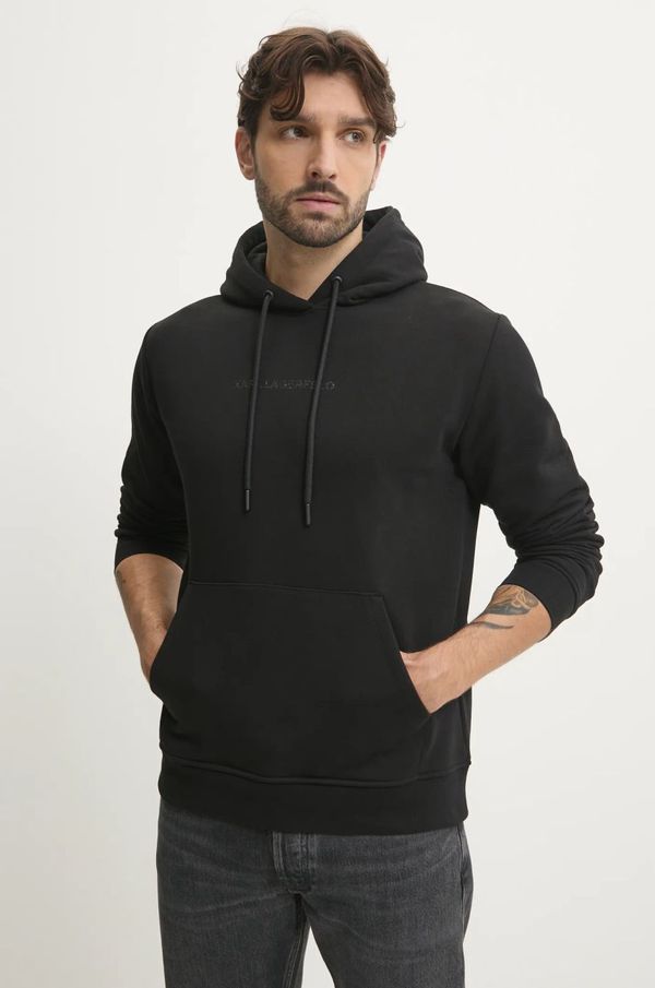 Karl Lagerfeld Pulover Karl Lagerfeld moški, črna barva, s kapuco, 544942.705067