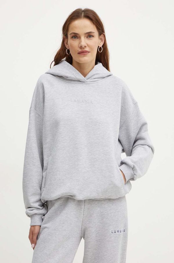 La Mania Pulover La Mania PL ženski, siva barva, s kapuco, CLEAN