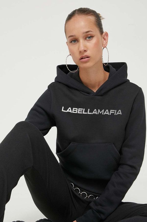 Labellamafia Pulover LaBellaMafia ženska, črna barva, s kapuco