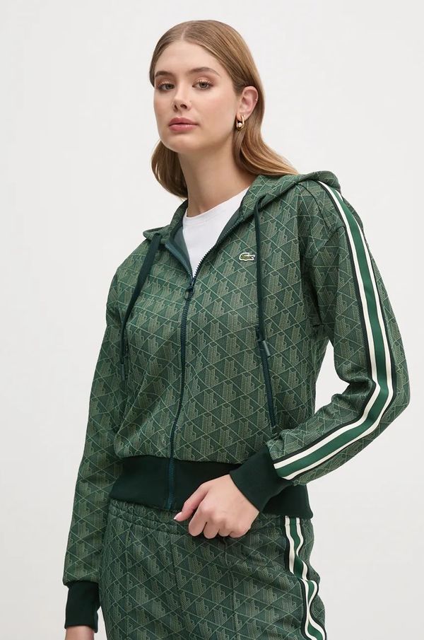 Lacoste Pulover Lacoste ženska, zelena barva, s kapuco